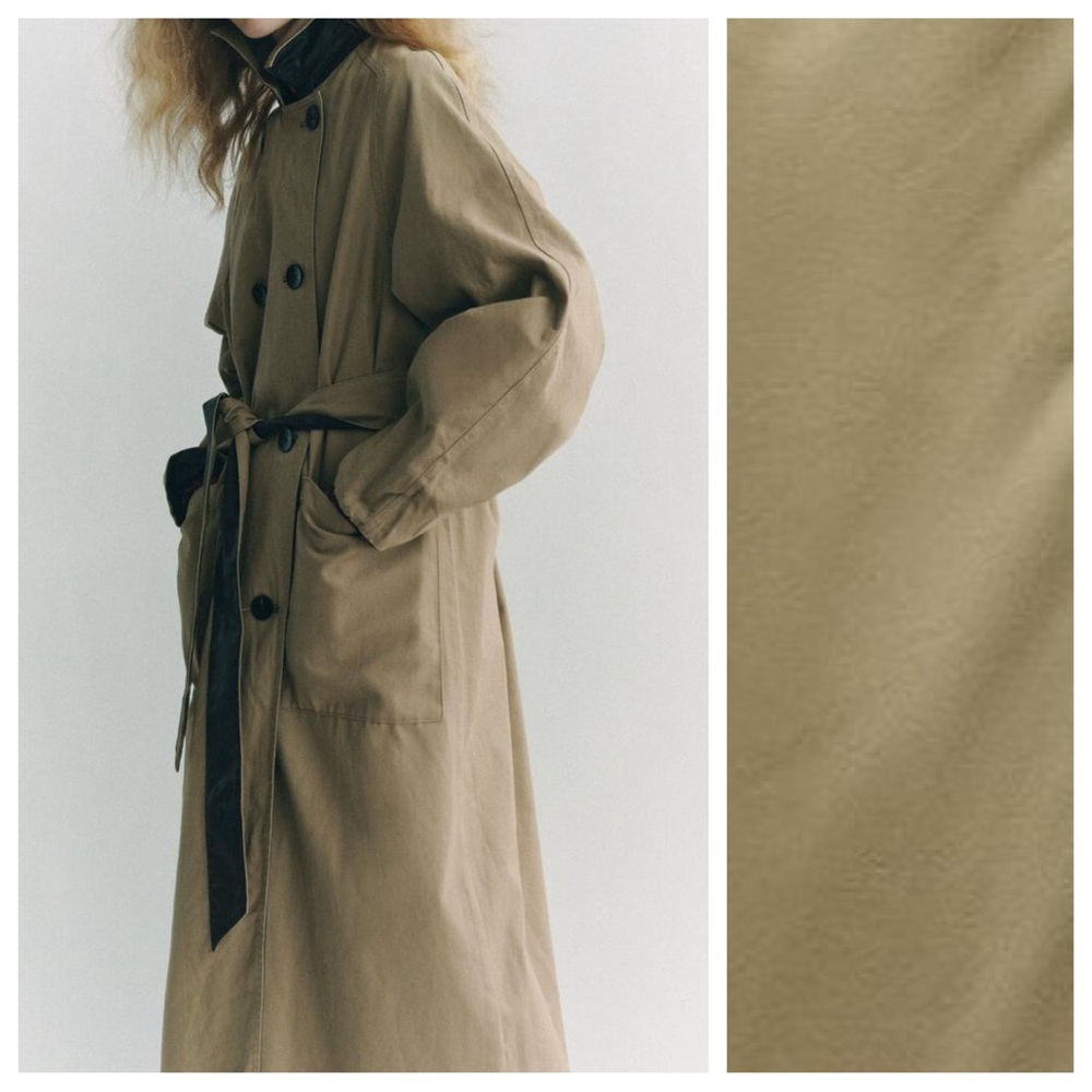 NWT. Zara ZW Collection Brown/Ecru Reversible Collared Trench Coat. Size XS. - Picture 8 of 16